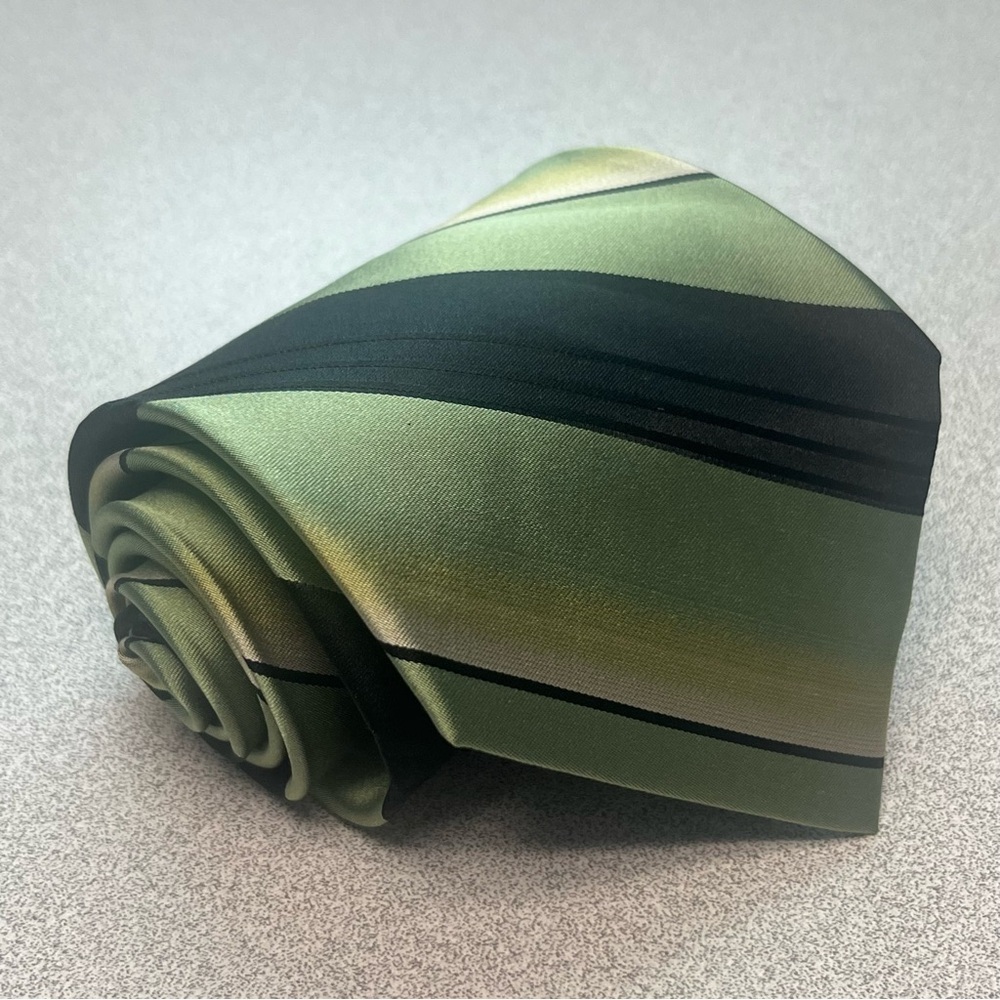King Size For Tall and Big Men Extra Long Men's Tie 100% Silk Green Striped
